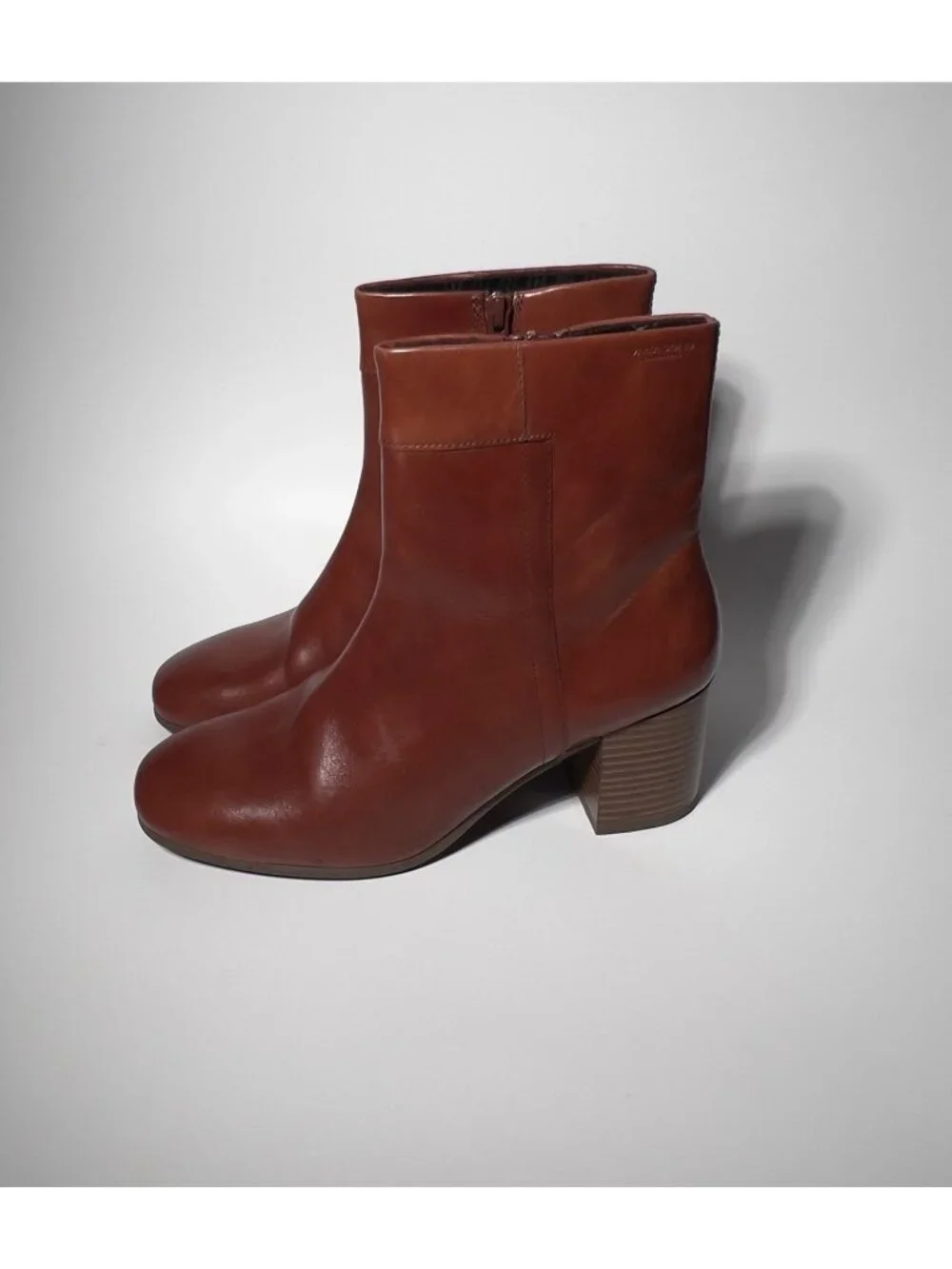 Vagabond Cinnamon Leather Ankle Boots Women’s US 7.5 EU 38 Block Heel